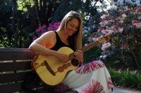 Anneka Thwaites with her Singing Wood Guitar